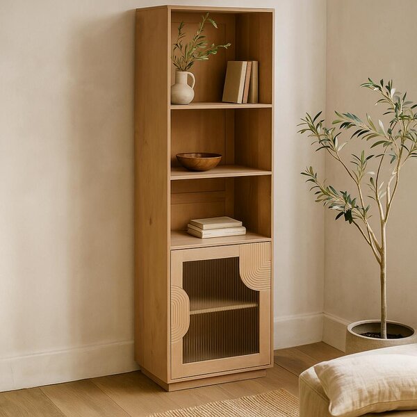 Wyld Haus New Mexico Natural Mango Wood Display Cabinet with Door