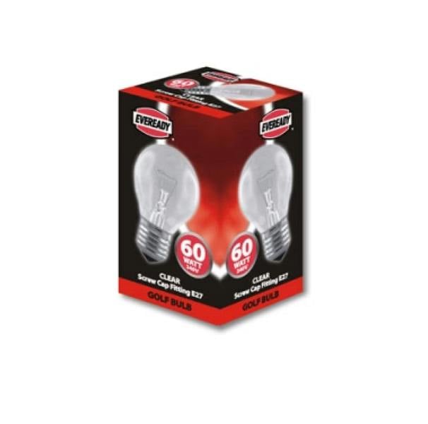 Eveready 10 X Eveready 60W ES E27 Clear Golf Light Bulbs