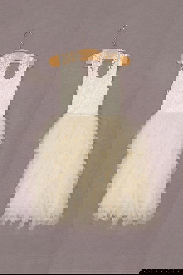 UK Flower Girl Boutique Boho Dreams Dress - Ivory Cream Applique