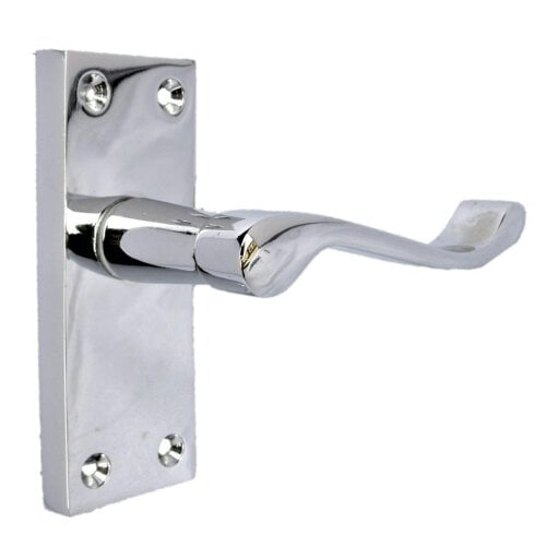 EDH Door Hardware Polished Chrome Victorian Scroll Door Handles – 118mm x 42mm Backplate – Set of 6 Pairs