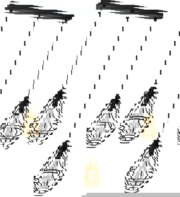 Milagro Colin Black Pendant Lamp 3XE27 Hand Made Matt Black Cage Style Lamps Creating Industrial Chic