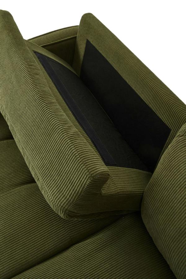 Living and Home Dark Green Corduroy Upholstered Two-seater Sofa Armchair