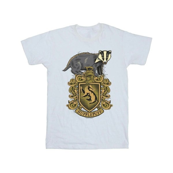 Harry Potter Mens Hufflepuff Sketch Crest T-Shirt - White