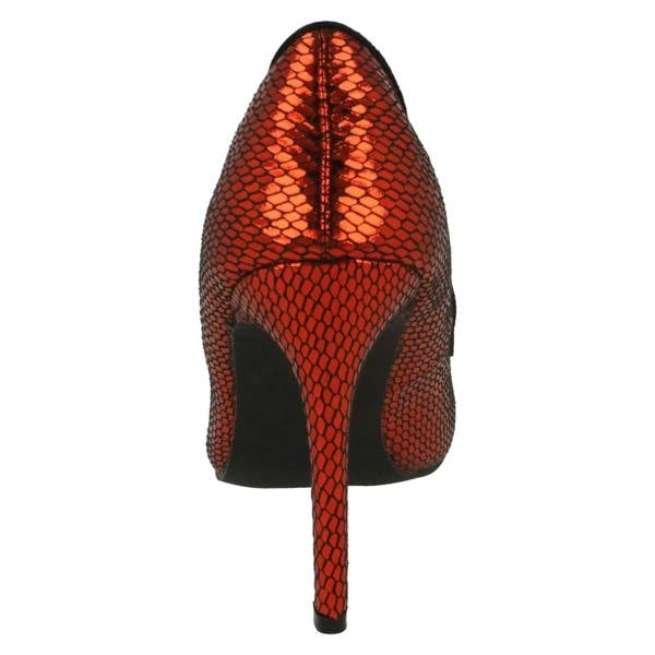 Spot On Ladies Spot On High Heel Pointed Toe Snake Design Court Shoes