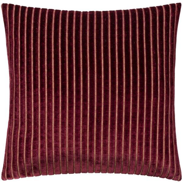 Paoletti Savoy Velvet Stripe Cushion Cover - Burgundy - 