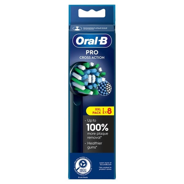 Oral-B Pro Cross Action Black Toothbrush Heads, 8 Counts