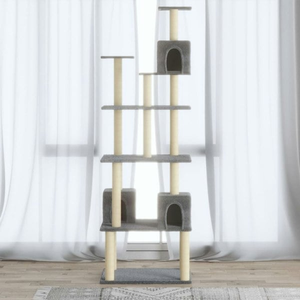 Berkfield Cat Tree with Sisal Scratching Posts Light Grey 188 cm