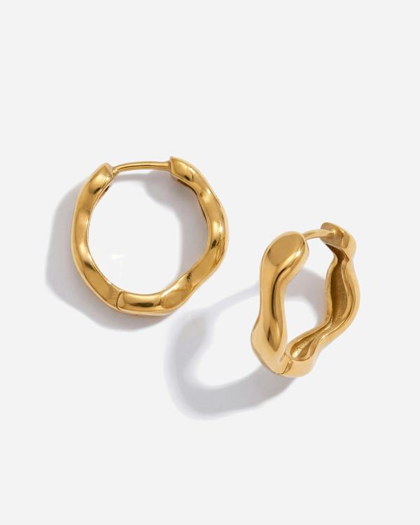 Elk & Bloom 14k Gold Wave Huggie Hoops