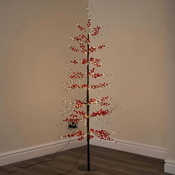 Samuel Alexander 1.5m Light up Red Berry Christmas Tree with 635 Warm White LEDs