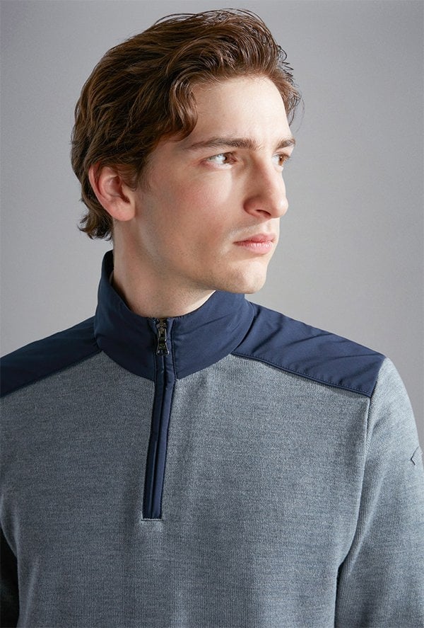 Paul & Shark Wool Sweater with Typhoon Insert - Grey / Navy