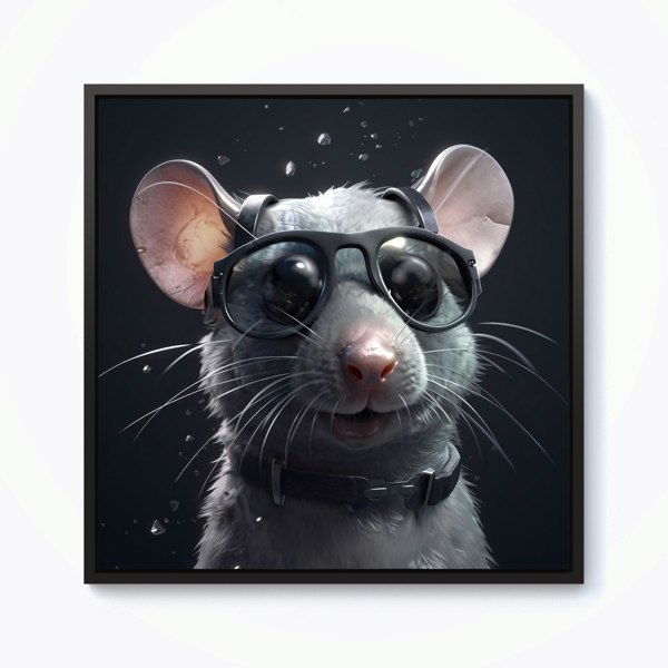 Warren Reed Splash Art Rat In Glasses Framed Canvas