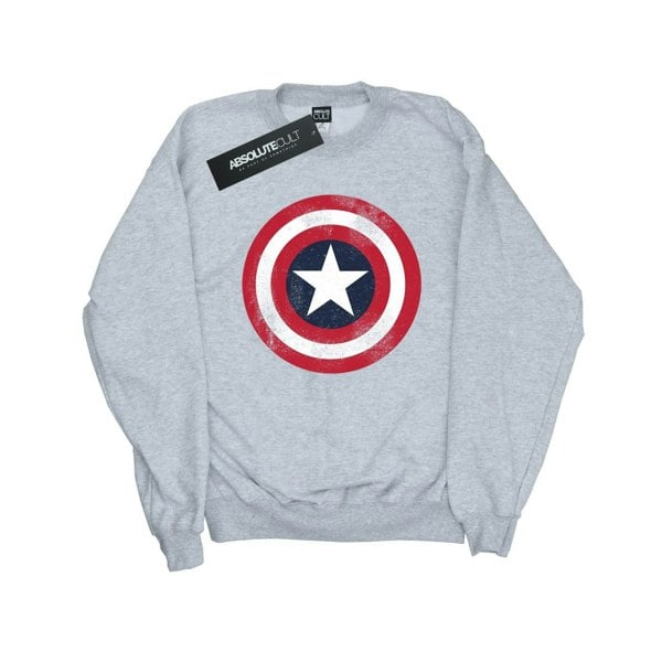 Marvel Boys Captain America Distressed Shield Sweatshirt - Sports Grey