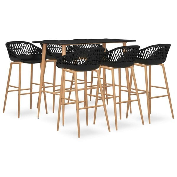 Berkfield 7 Piece Bar Set Black