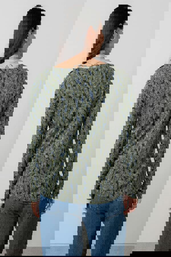 Lily & Me Riverside Printed Casual Jersey Top Navy