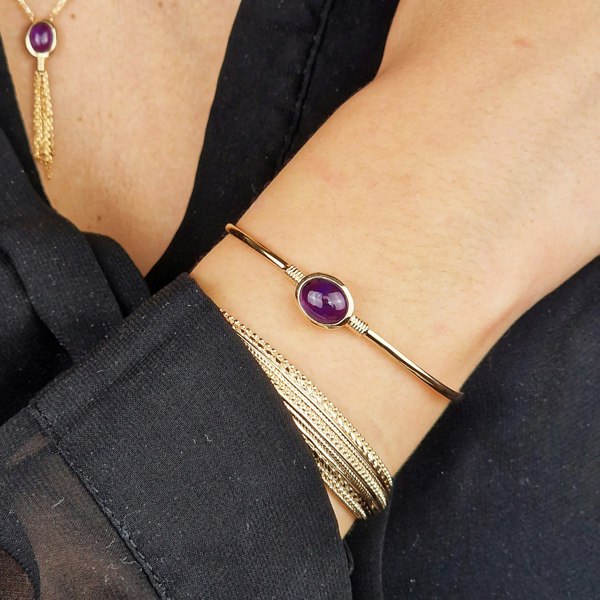 18ct Gold Vermeil Purple Amethyst Bangle