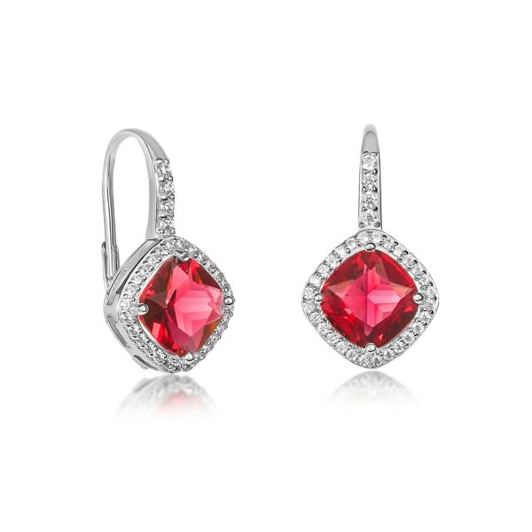namana 925 Sterling Silver Leverback Red Cushion Shaped Drop Earrings For Women