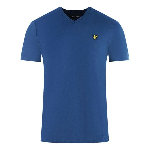 Lyle & Scott Lyle and Scott Brand Logo V-Neck T-Shirt - Blue