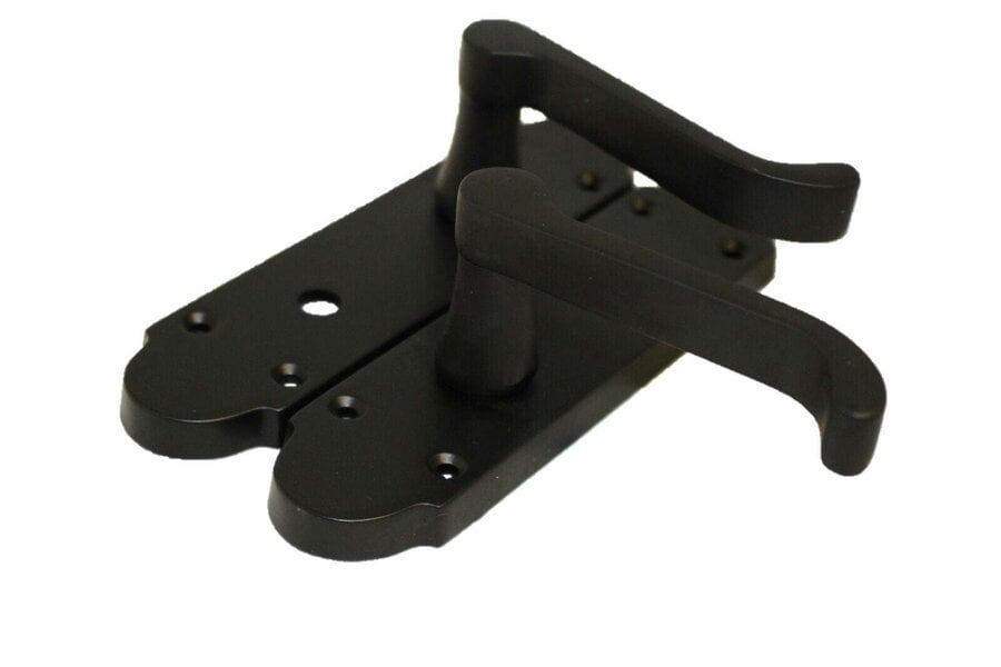 EDH Door Hardware Matt Black Victorian Scroll Bathroom Door Handles With Sash Lock Epsom Pack