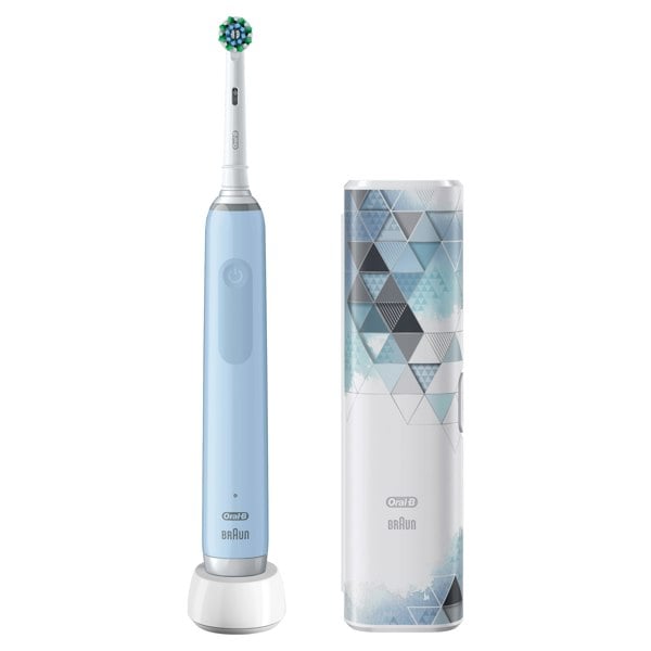 Oral-B Pro 3 3500 Blue Electric Toothbrush with Mod Motif Travel Case