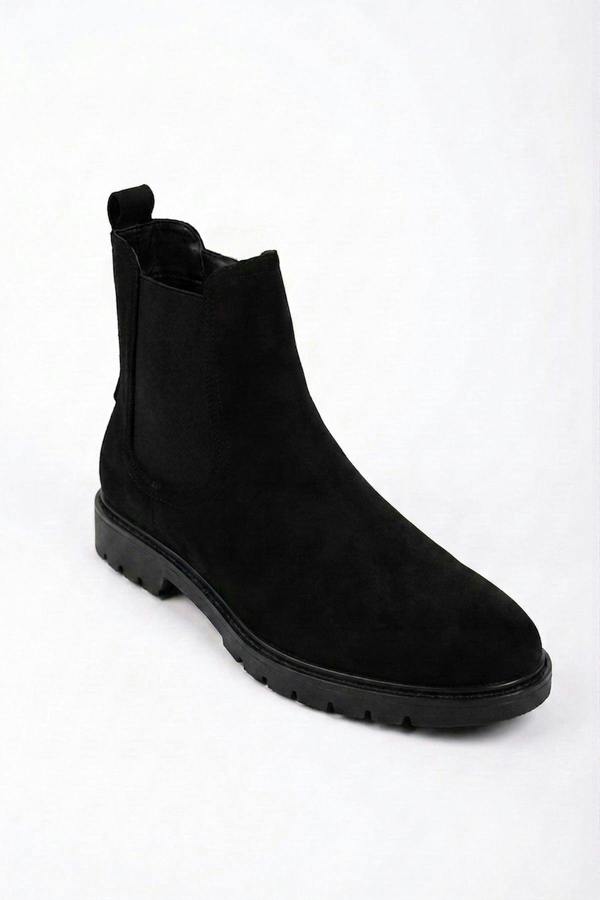 Saoirse Faux Suede Chunky Sole Chelsea Boots - Black