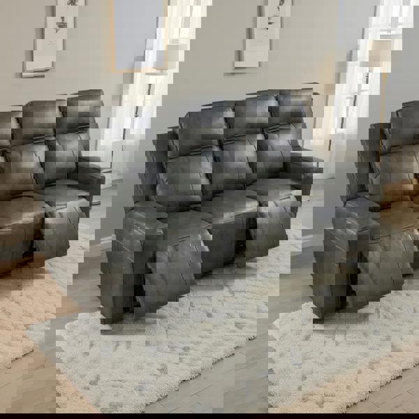 Furnishings For Less Barcino Leather Look Electric Reclining Sofa Suite 3 + 2 USB Charging