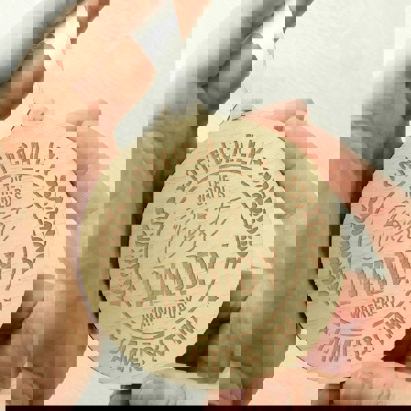 Personalised Memento Company Personalised Officially The Best Round Wooden Medal