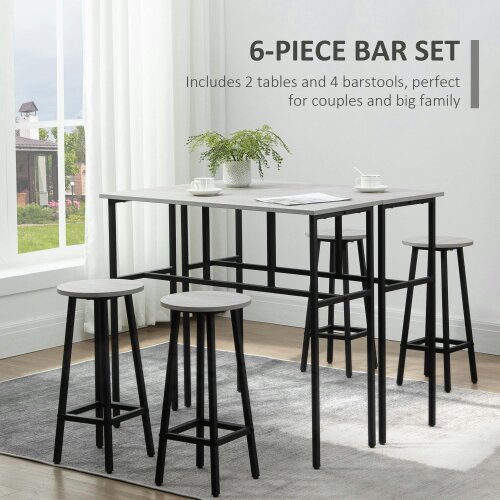 Wyld Haus Lura Rika Metal Grey 6 Piece Bar Dining Set With 4 Stools