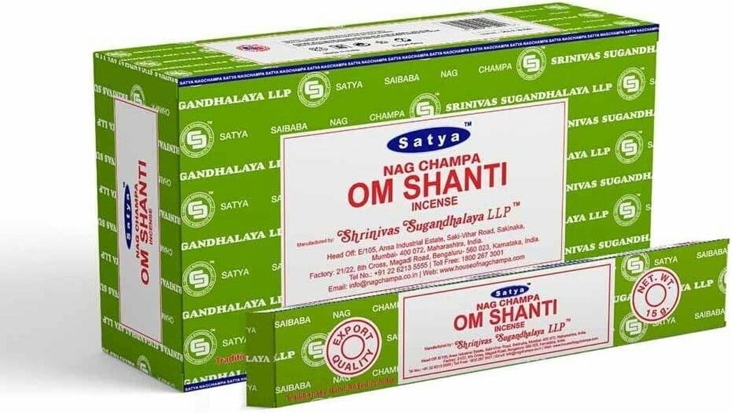 Satya Om Shanti Incense Sticks, 12 x 15g Packs