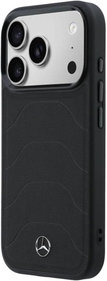 Mercedes Benz Bow Line Leather Case with MagSafe for iPhone 17 Pro 6.3" Black - MEHMP17L25PMERCK