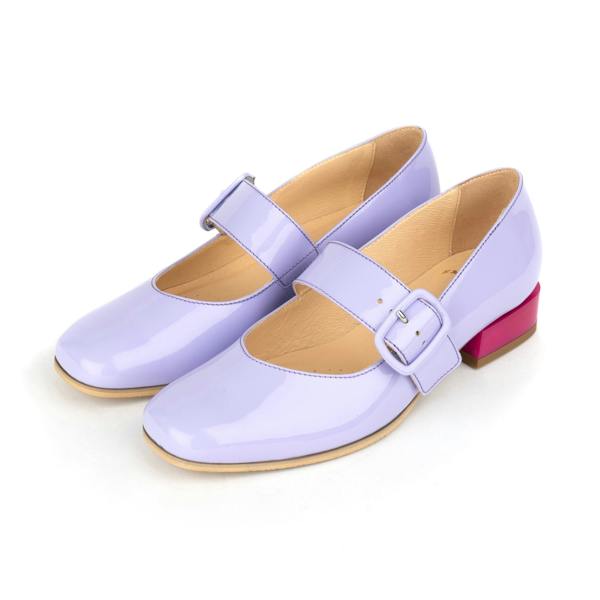 Embassy London Bliss - Lavender & Rose - Women's block heel square toe patent leather Mary-Jane