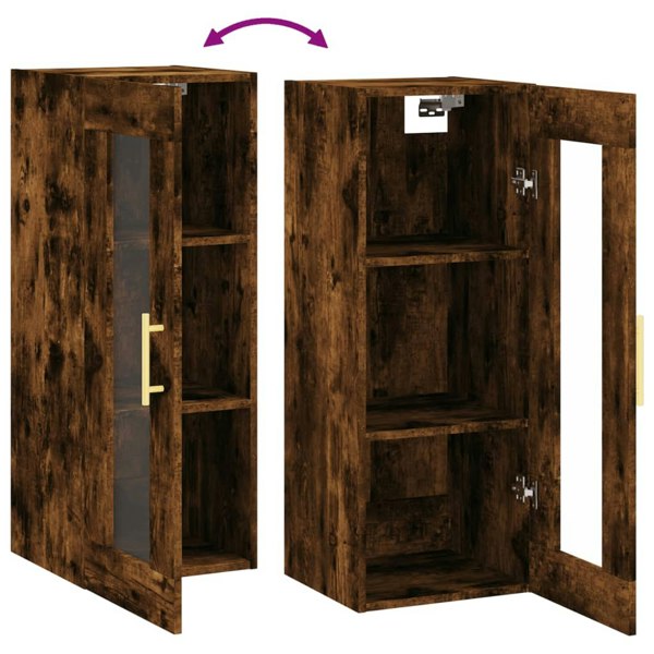 Berkfield Wall Mounted Cabinet Smoked Oak 34.5x34x90 cm