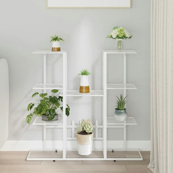 Berkfield Flower Stand 94.5x25x89 cm White Iron