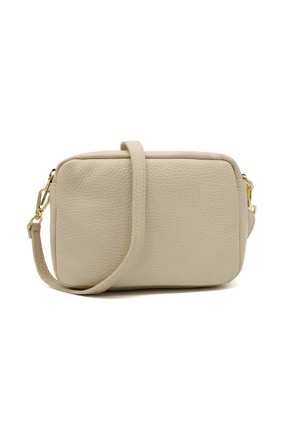 Pluspup Italian Genuine Leather Crossbody Bag with Double Zipper Compartments