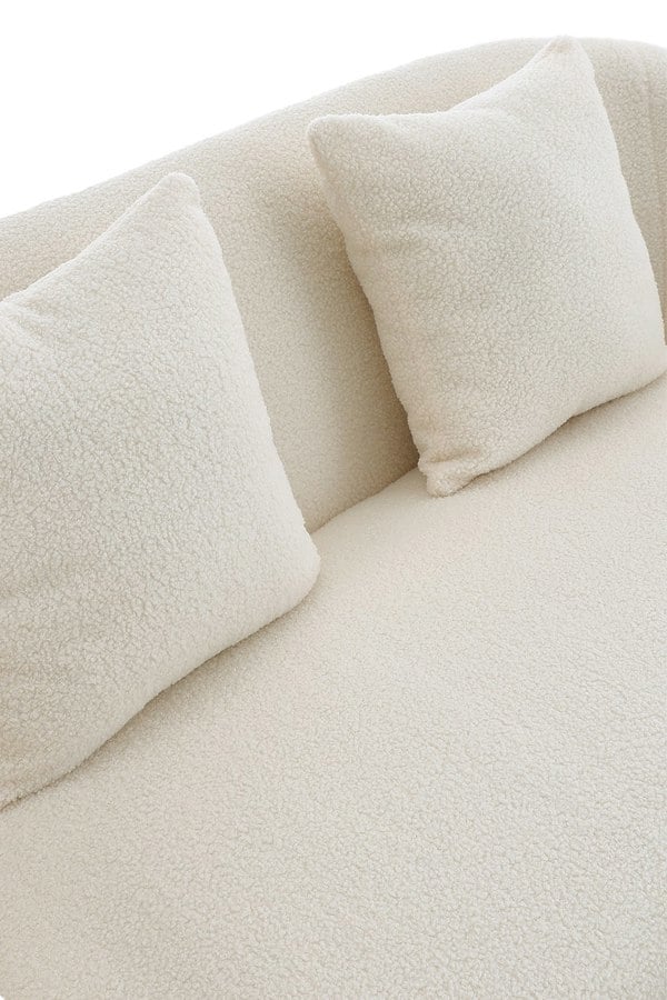 Living and Home Modern Teddy Fur Metal Legs Loveseat with Two Cushions