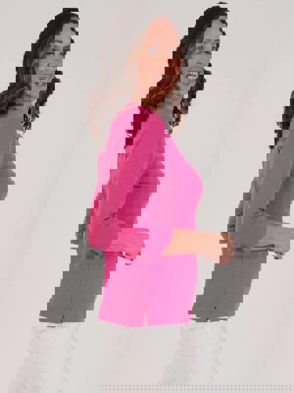 PennyPlain Notch Neck Top - Cerise