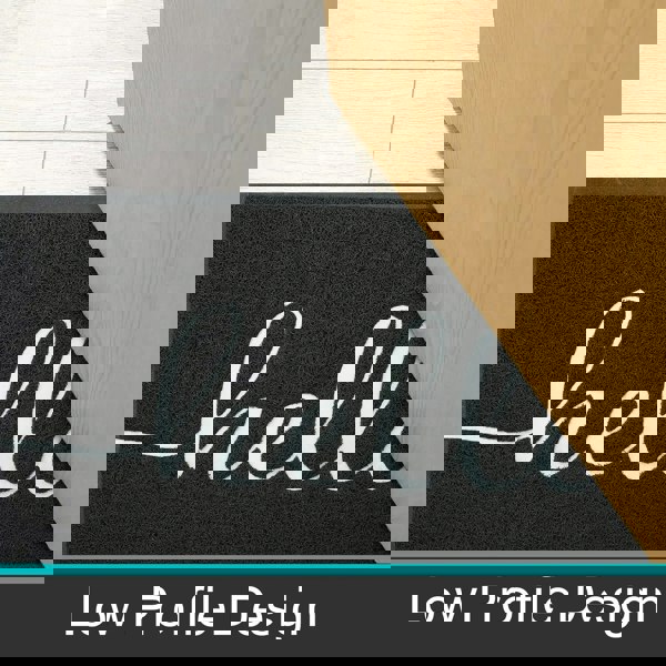 Anyhouz Anymat Doormat Black Hello Lettered PVC Non Slip Dirt Trap Absorbent Mat