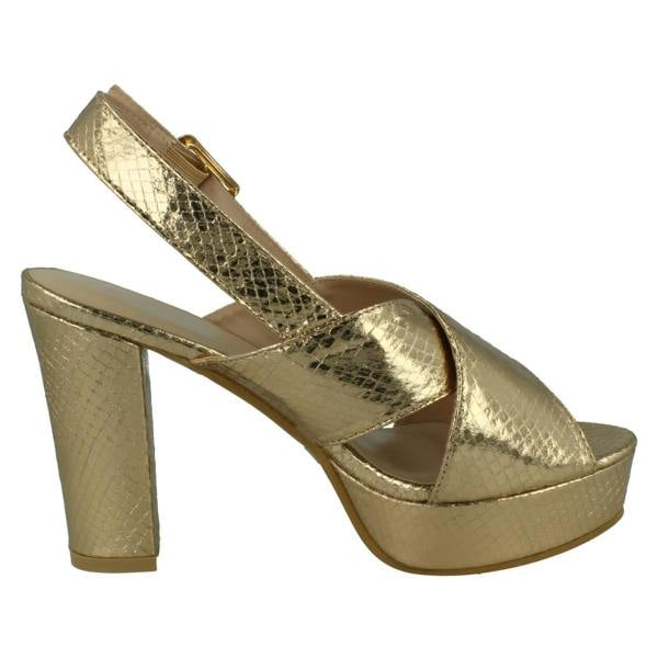 Spot On Ladies High Heeled Chunky Platform Sandals F12019