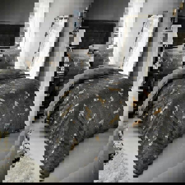 Smart Living Unicorn Star Foil Duvet Cover and Pillowcase Set - Charcoal