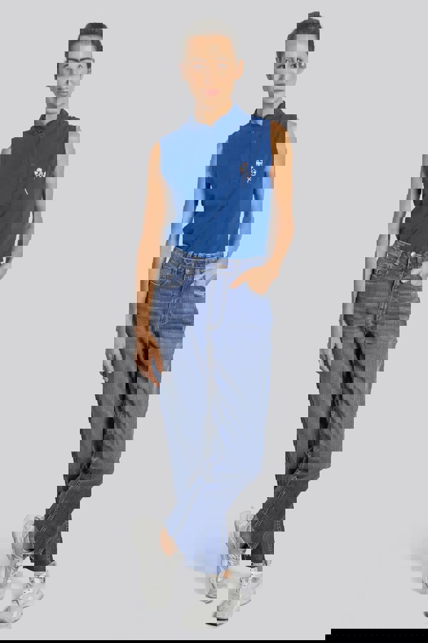 ENORSIA Womens Blue Mom Fit Raw Edge Jeans