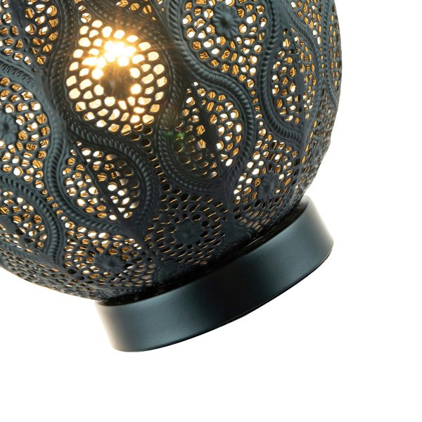 Floral Moroccan Table Lamp in Matte Black Traditional and Vintage Design Image 8