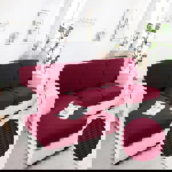 Anyhouz Anyseat Sofa Cover Wine Red Polyester Thick Stretchable Cushion For Living Room 1Pc Enlarge Size 160-185cmx60-90cm