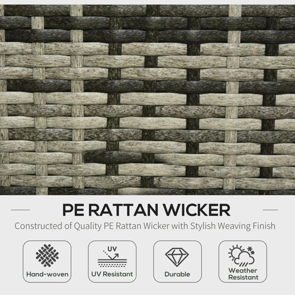 Grey PE rattan wicker weave panel with detailed interlaced pattern