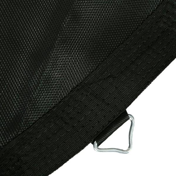 Black stitched trampoline mat edge with metal spring V-hook loop