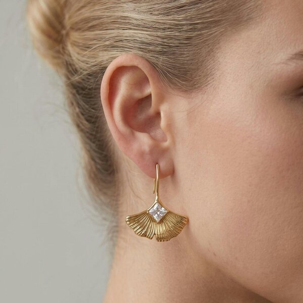 Uchi & Soto Gingko Gold Stone Earrings
