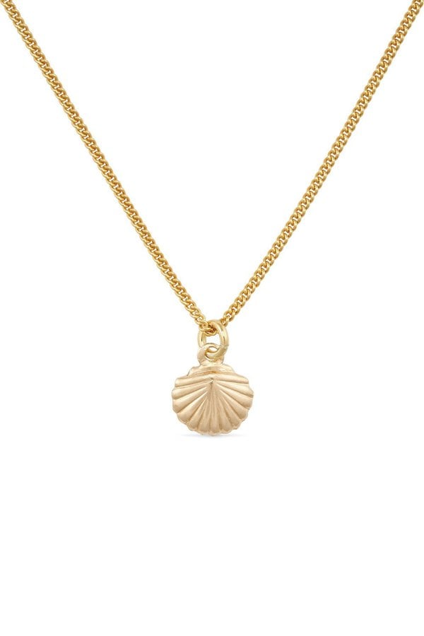 Elk & Bloom Small Dainty 18K Gold Shell Clam Necklace