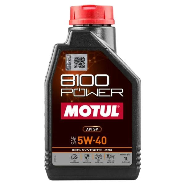 Motul 8100 Power 5W40 Fully Synthetic Engine Oil API SP ESTER Technology 1L