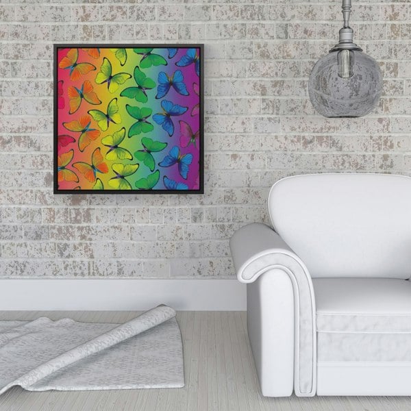 Warren Reed Multicoloured Butterfly Pattern Framed Canvas