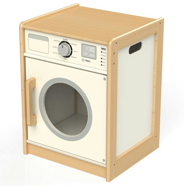 Tidlo Wooden Education Washing Machine Featuring Clicking Dials & Front Opening Door