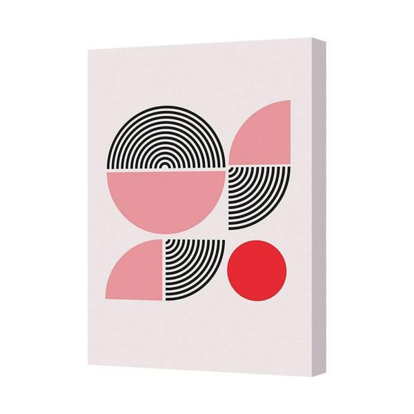 Benjamin Tate Design Abstract Geometric Art Canvas Print Pink Black Circles 7912