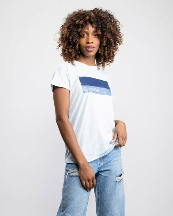 Calvin Klein Duo Logo Print Womens T-Shirt